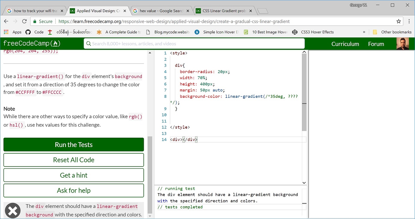 CSS Linear Gradient problem - HTML-CSS - The freeCodeCamp Forum